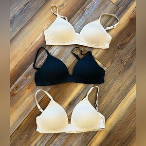 Maidenform Girls Black and Cream Bras Set of 3